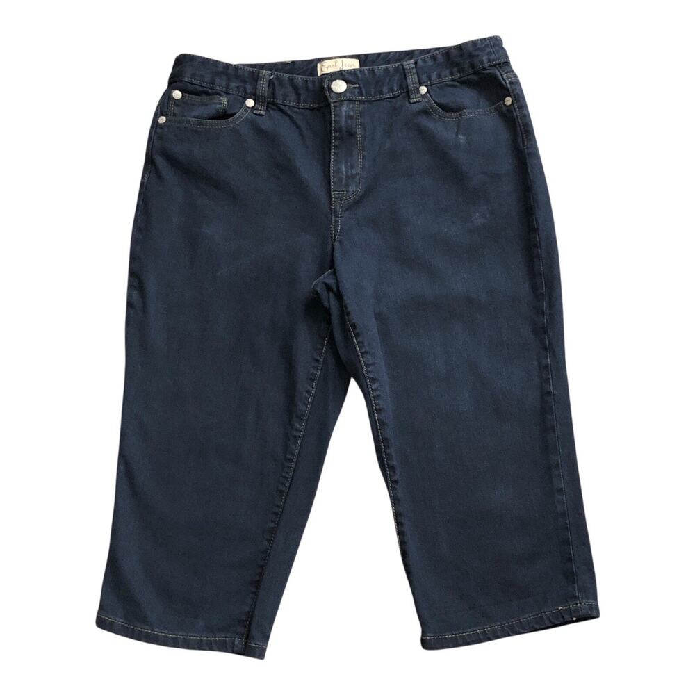 EARL JEAN Womens Size 12 Dark Indigo Blue Cropped Capri Jeans 19" Inseam